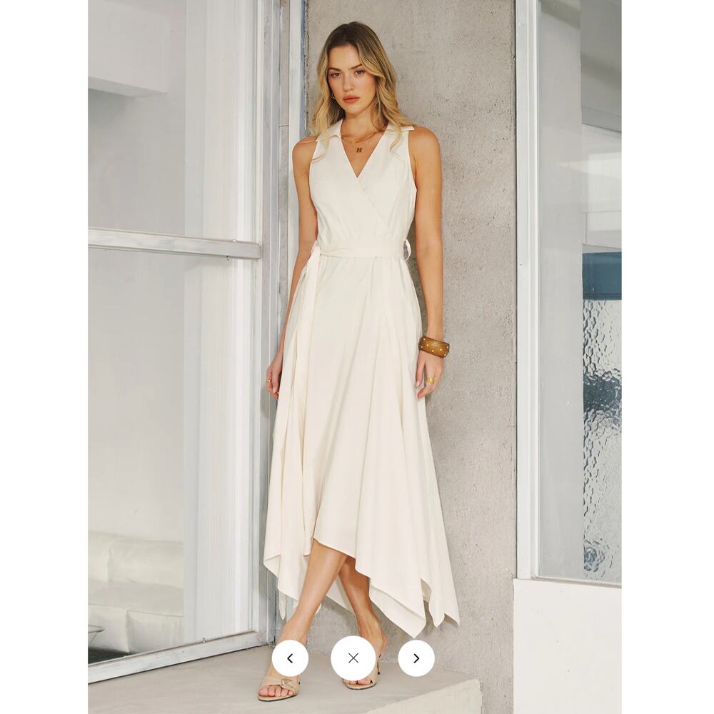 NWT Commense Pocket Detail Sleeveless Belted Maxi Dress Sz L - Picture 2 of 5